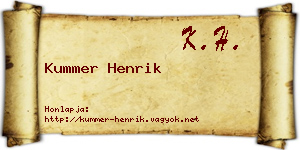 Kummer Henrik névjegykártya